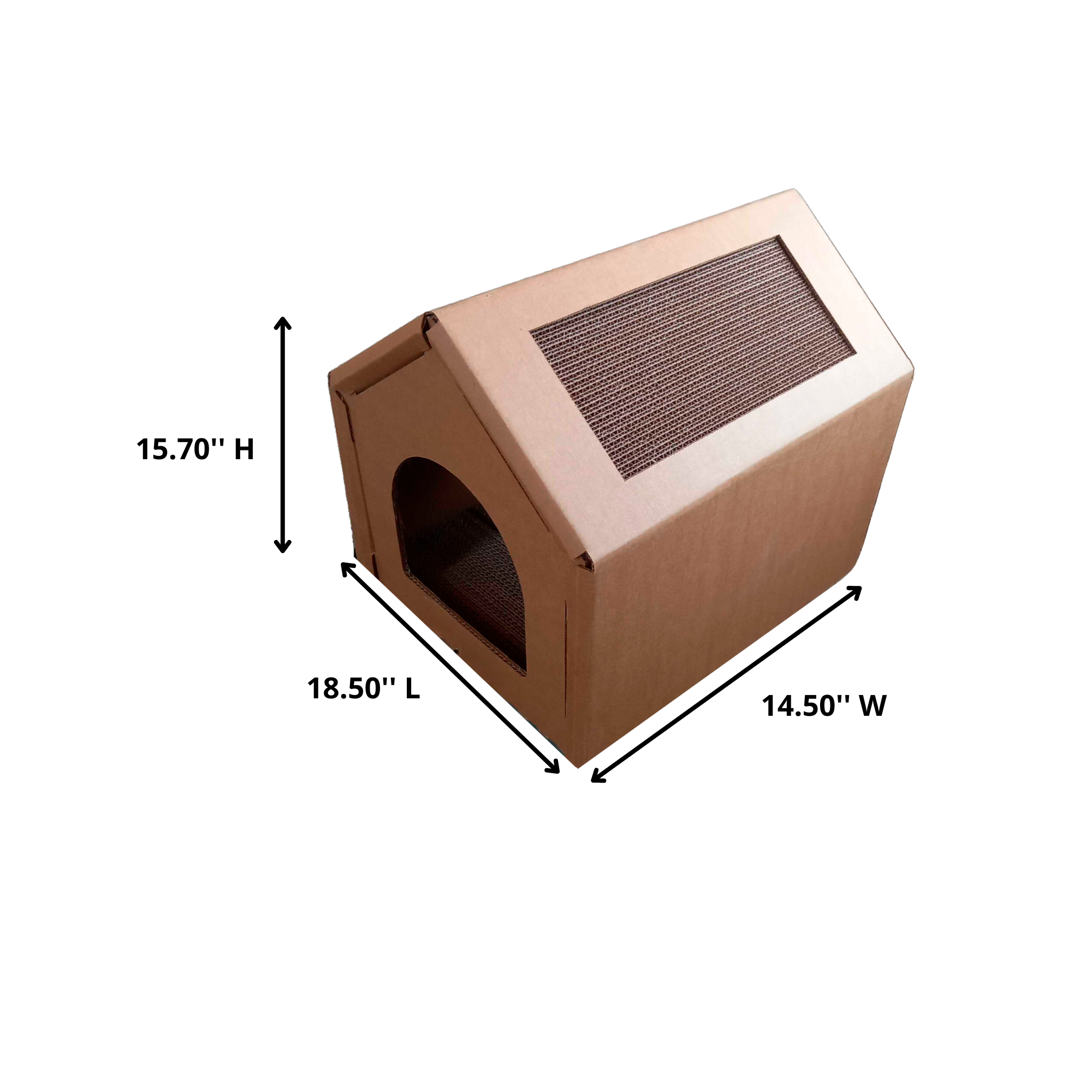 PetPro Deluxe Corrugated Cardboard Cat House - Sturdy and Eco-Friendly, Perfect Indoor Hideaway with Built-in Scratching Pads