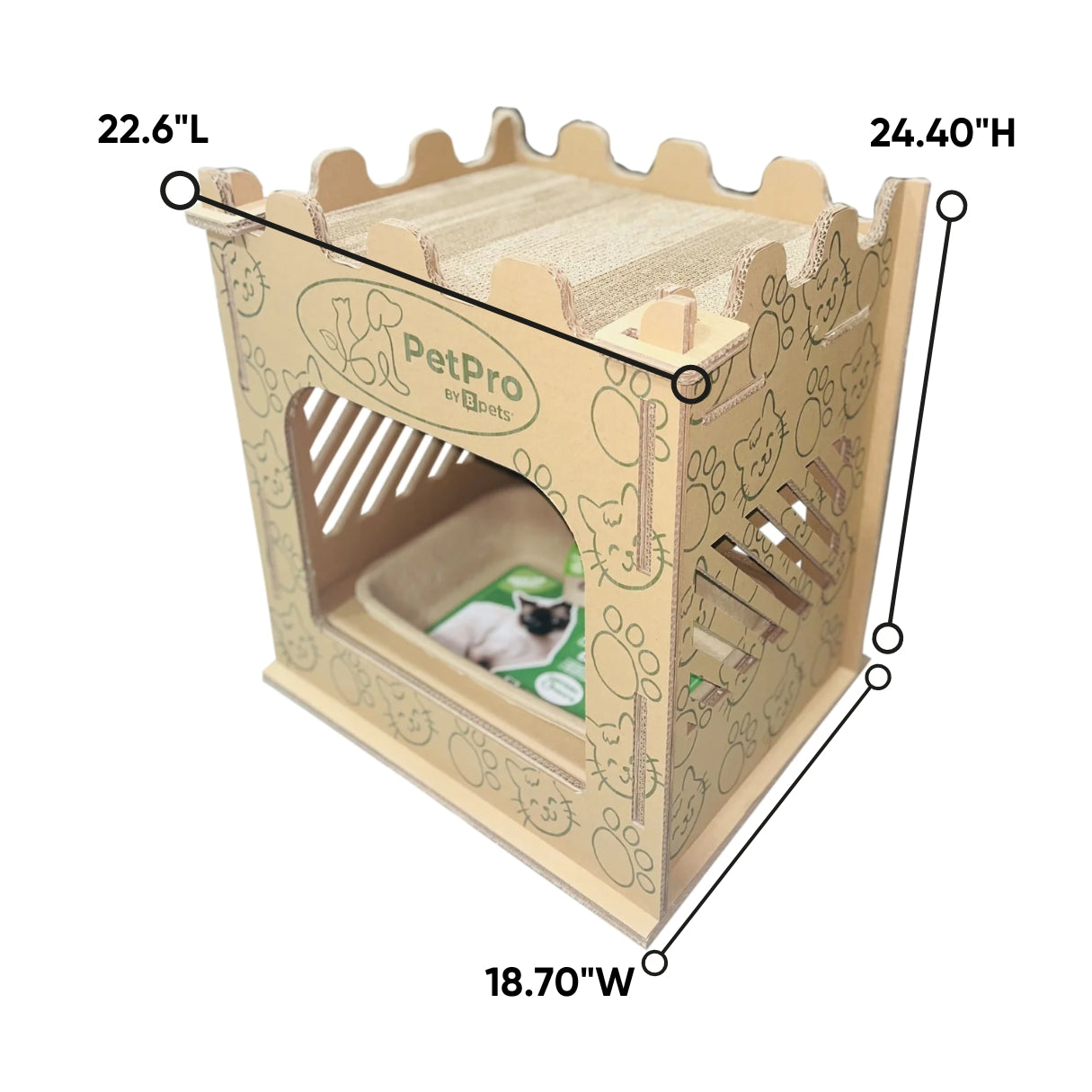 Bpets Royal Retreat Castle Cat Litter House Premium Corrugated Cardb