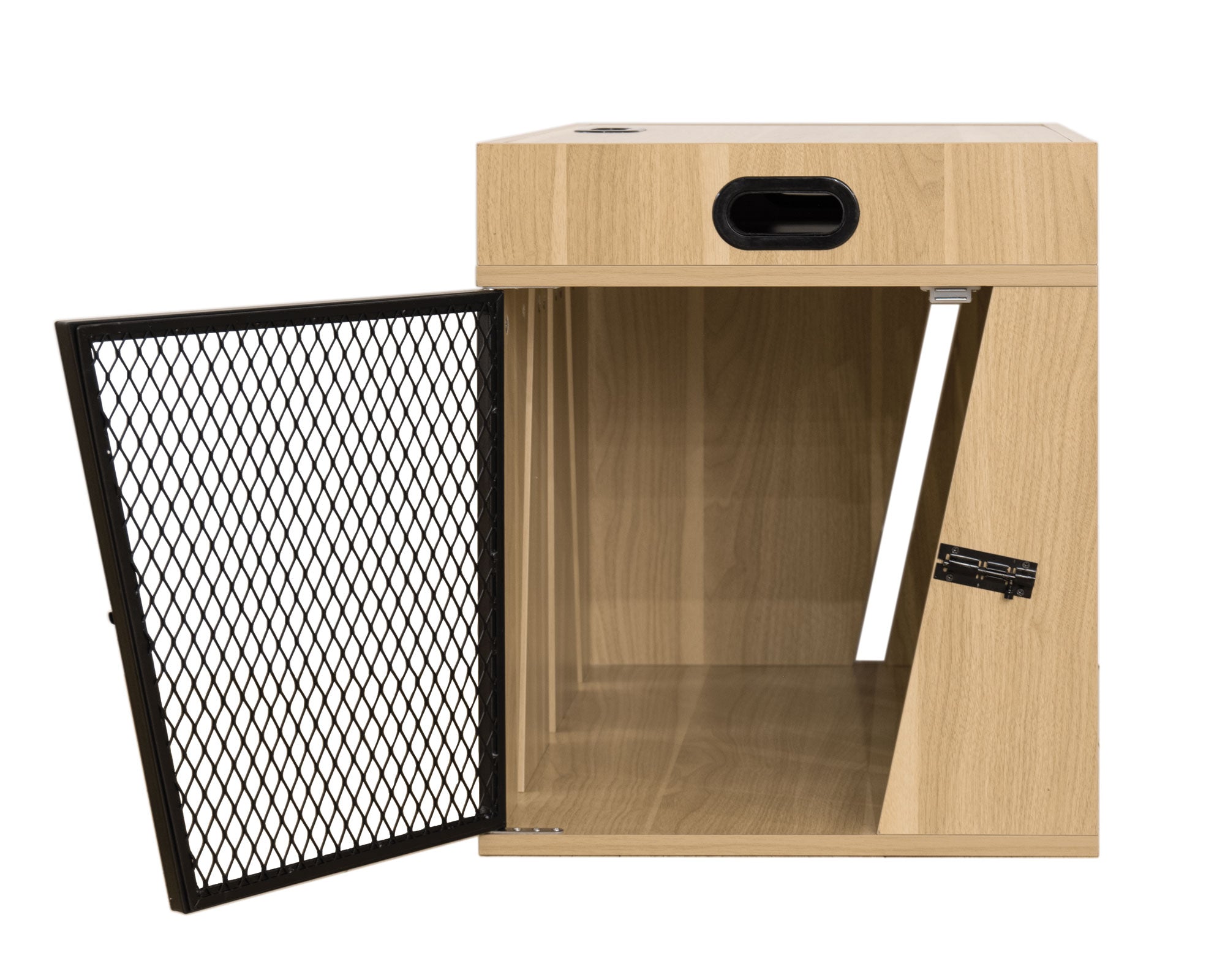 Lucky Kennels Clover Console Crate Stylish pet Furniture with Sleek Black Metal gate, enhances Airflow and Visibility, Elegant Upgrade for Living Spaces