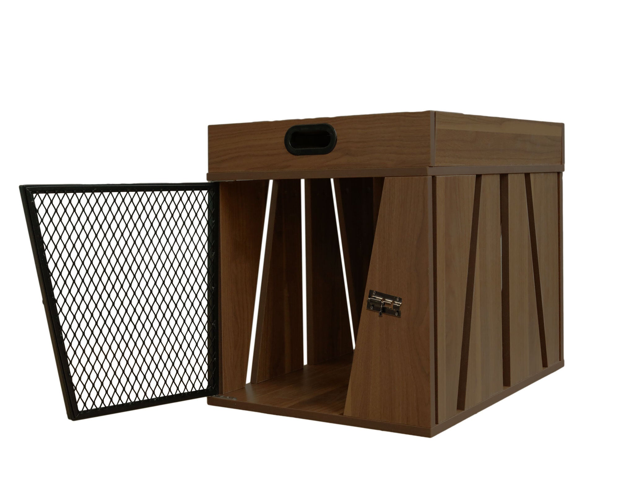 Lucky Kennels Clover Console Crate Stylish pet Furniture with Sleek Black Metal gate, enhances Airflow and Visibility, Elegant Upgrade for Living Spaces