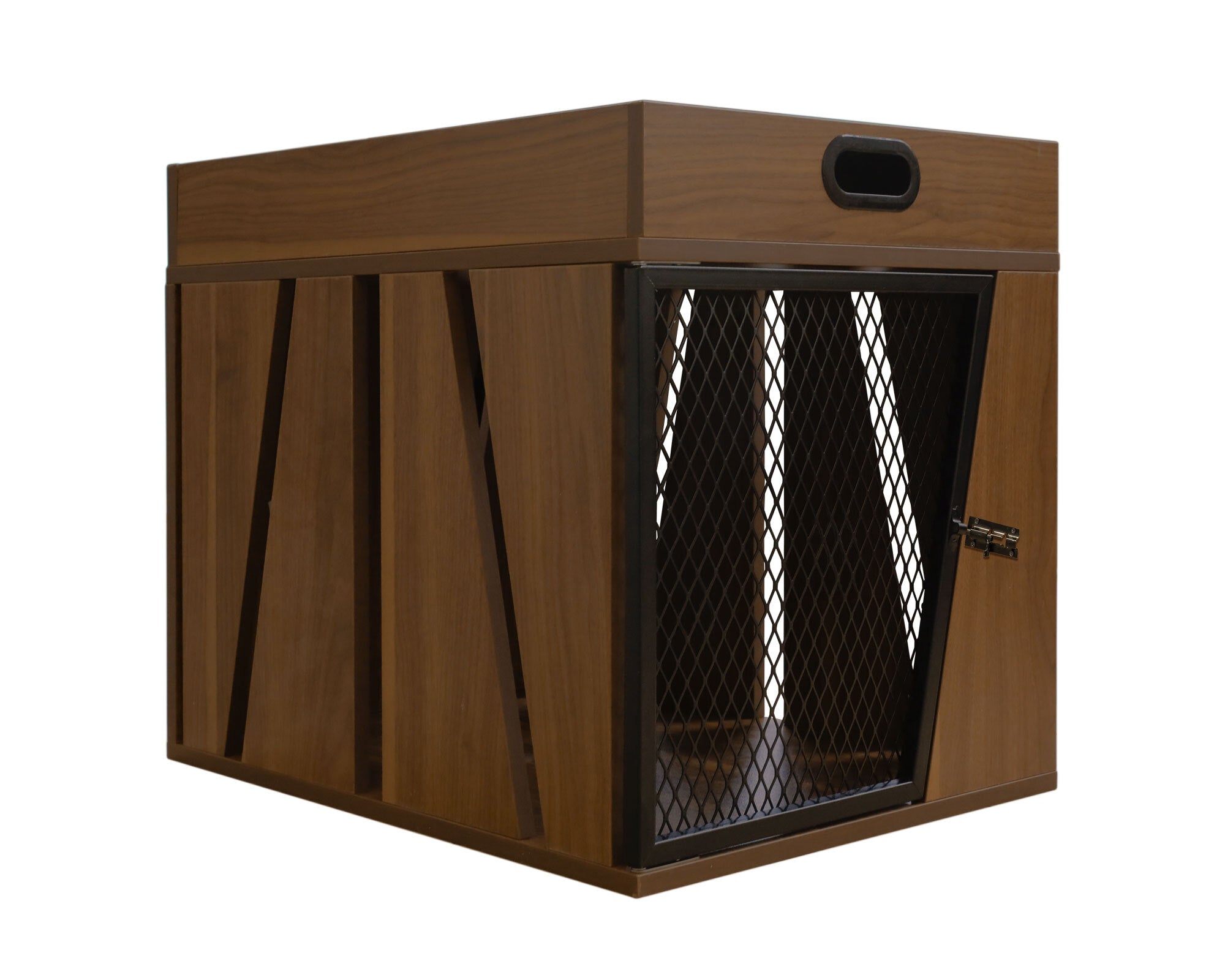 Lucky Kennels Clover Console Crate Stylish pet Furniture with Sleek Black Metal gate, enhances Airflow and Visibility, Elegant Upgrade for Living Spaces