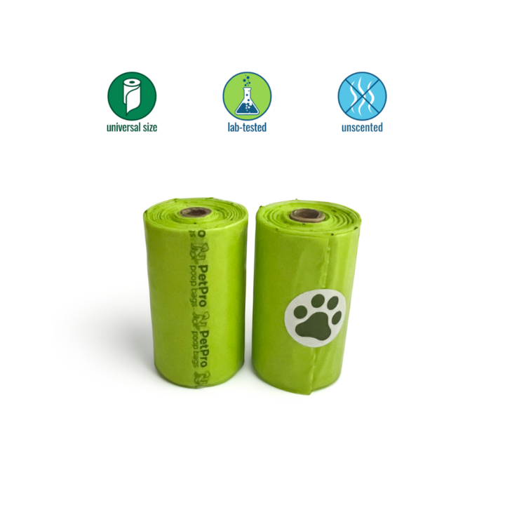 PetPro Poop Bags Biodegradable Poop bags, Ultra Durable,Eco-Friendly,Dog Waste Bag,Unscested, Doggie Bag,Green Poop Bags,Pet Supplies.