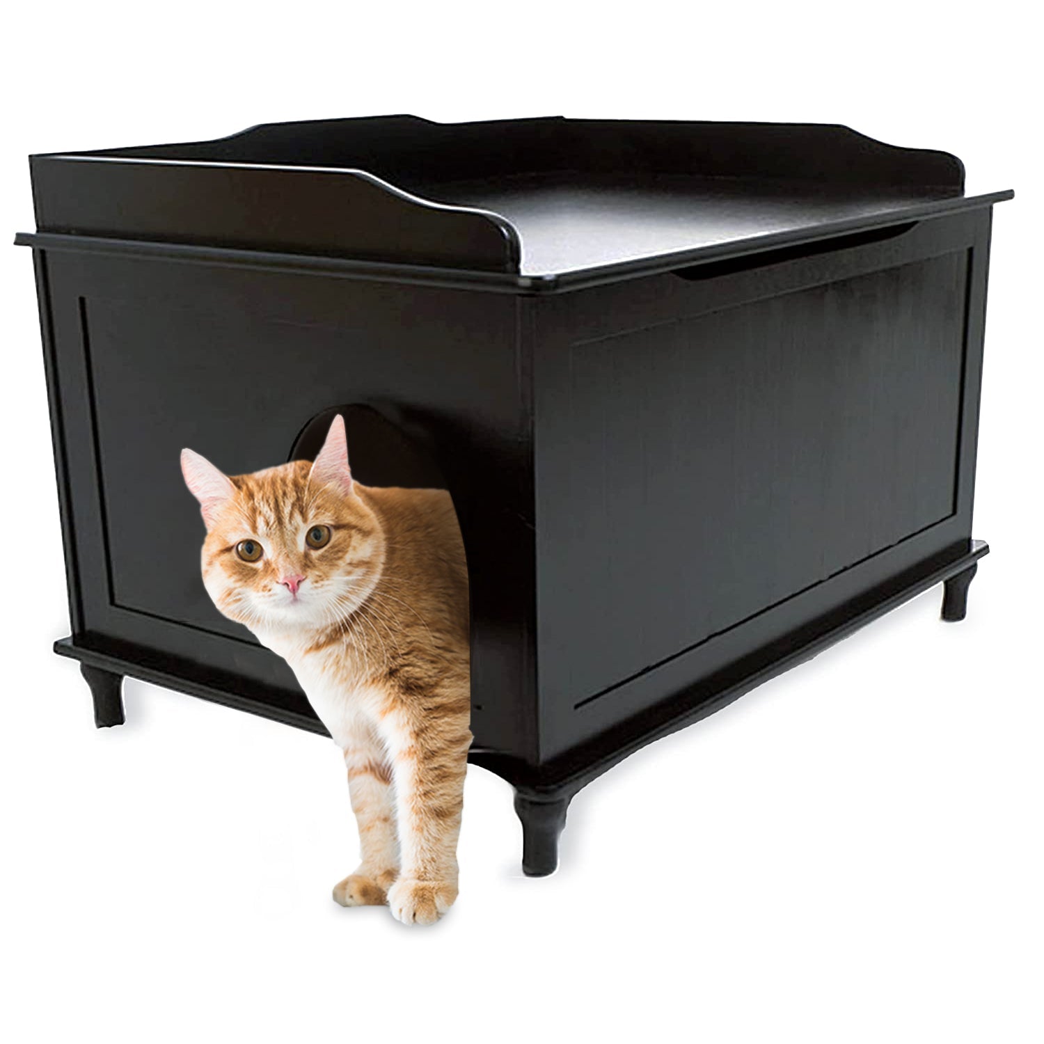 Designer Pet Products Jumbo Catbox Litter Box Enclosure in Black